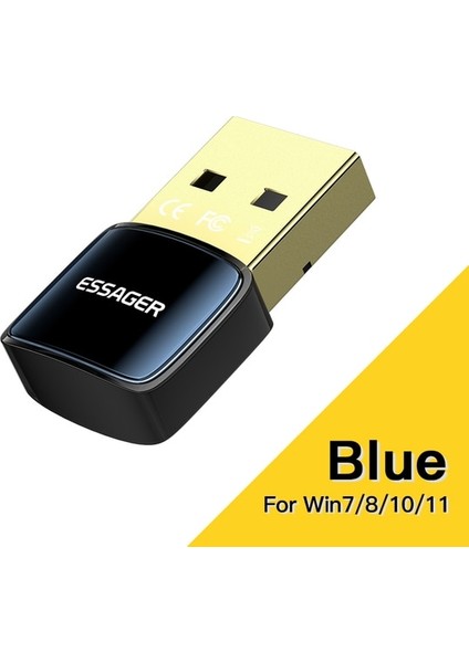 1 Adet Mavi Essager USB Bluetooth 5.0 Adaptör Dongle Pc Için Dizüstü Bilgisayar Hoparlörü Kablosuz Fare Kulaklık Müzik Aux Ses Alıcı Verici (Yurt Dışından)