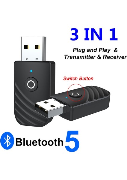 SY319 USB Bluetooth 5.0 Verici Alıcı 3 In 1 Adaptör 3.5mm Aux Tak ve Çalıştır Tv Pc Kulaklıklar Ev Stereo Araba Hıfı Ses (Yurt Dışından) fırsatları