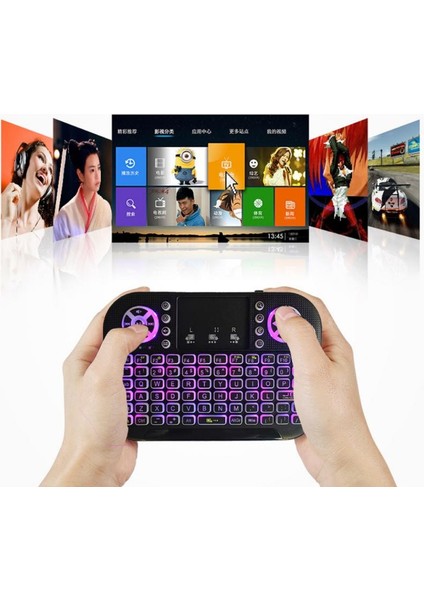 Gösterildiği Gibi Ryra A8 Mini Bluetooth Klavye 2.4g Çift Modlu El Klavye LED Arkadan Aydınlatmalı Fare Touchpad Pencere Android Için Uzaktan Kumanda (Yurt Dışından)