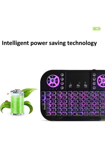 Gösterildiği Gibi Ryra A8 Mini Bluetooth Klavye 2.4g Çift Modlu El Klavye LED Arkadan Aydınlatmalı Fare Touchpad Pencere Android Için Uzaktan Kumanda (Yurt Dışından)