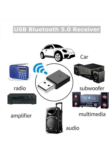 Beyaz Bluetooth USB Adaptörü 5.0 Yüksek Hızlı Sabitleyici Araba Radyo Subwoofer Amplifikatör Multimedya Ses Adaptörü Klavye Fare (Yurt Dışından)