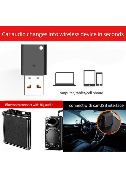 Beyaz Bluetooth USB Adaptörü 5.0 Yüksek Hızlı Sabitleyici Araba Radyo Subwoofer Amplifikatör Multimedya Ses Adaptörü Klavye Fare (Yurt Dışından)