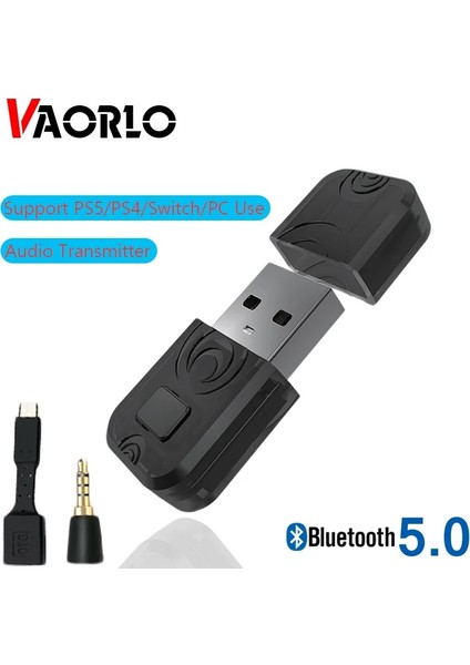 Siyah Vaorlo Kablosuz Kablosuz Av Alıcısı-Vericisi Dongle Ps5/ps4/pc/anahtar Desteği Kulaklık Hoparlör Kablosuz Bluetooth Kablosuz Av Alıcısı-Vericisi (Yurt Dışından)