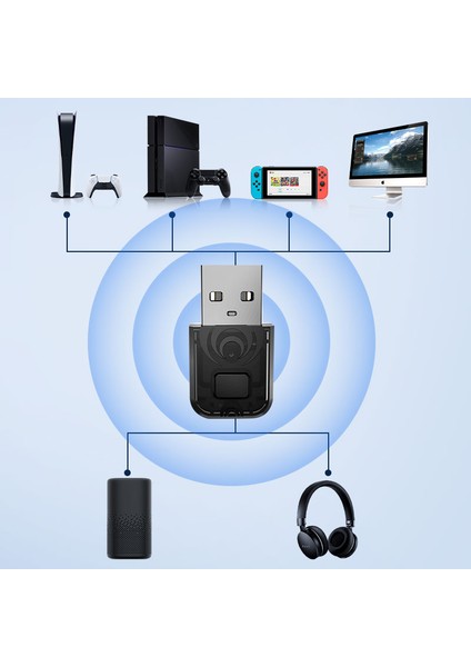 Siyah Vaorlo Kablosuz Kablosuz Av Alıcısı-Vericisi Dongle Ps5/ps4/pc/anahtar Desteği Kulaklık Hoparlör Kablosuz Bluetooth Kablosuz Av Alıcısı-Vericisi (Yurt Dışından)