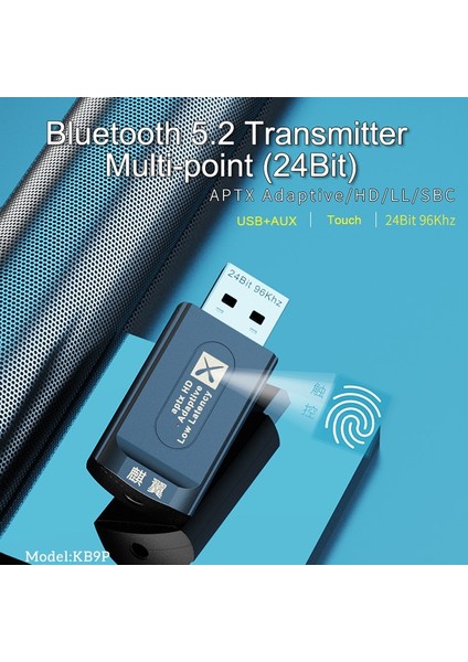 Kb9 16BIT KB9P USB Bluetooth 5.2 Kablosuz Av Alıcısı-Vericisi QCC3040 QCC3056 Aptx Adaptif Çok Noktalı Düşük Gecikme Kablosuz Adaptör Tv Pc Anahtarı (Yurt Dışından)