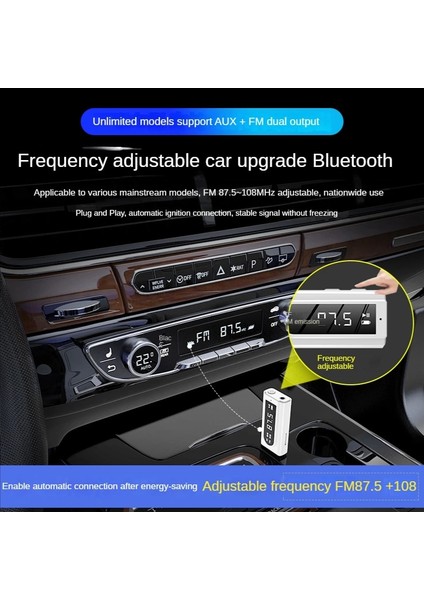 Siyah USB Araç Fm Bluetooth Alıcısı Mp3 Çalma Aux Ses Çift Çıkışlı Stereo Verici Adaptörü Bluetooth 5.0 Ses Alıcıları Boombox (Yurt Dışından)