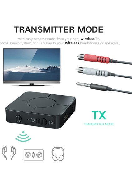 Style3 Bluetooth 5.0 Kablosuz Av Alıcısı-Vericisi Alıcı 3.5mm Aux Jack Rca Kablosuz Müzik Ses Adaptörü Için Mic ile Araba Pc Tv Kulaklıklar (Yurt Dışından)