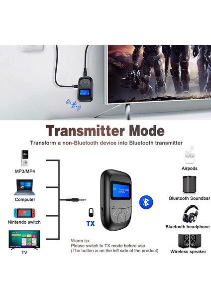 T14 Yeni 5-In-1 Kablosuz Bluetooth 5.0 Adaptör Alıcı Verici Hıfı 3.5mm Jack Araba Müzik Ses Aux Handsfree (Yurt Dışından) modelleri