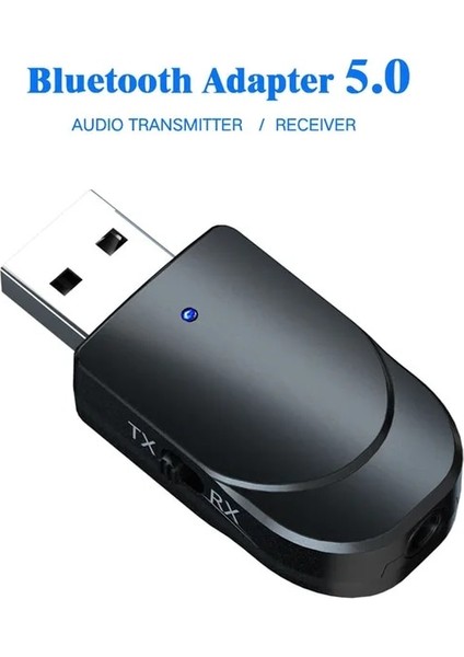 Siyah 3 In 1 Bluetooth 5.0 Ses Alıcı Verici 3.5mm Jack Aux USB Stereo Müzik Kablosuz Adaptör Tv Araba Pc Kulaklıklar (Yurt Dışından)