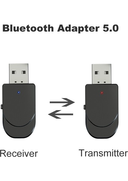 Siyah 3 In 1 Bluetooth 5.0 Ses Alıcı Verici 3.5mm Jack Aux USB Stereo Müzik Kablosuz Adaptör Tv Araba Pc Kulaklıklar (Yurt Dışından)