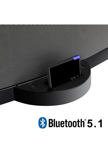 Siyah Bluetooth 5.1 Ses Alıcısı Kablosuz Stereo Müzik Mini Adaptör Jakı Analog Hoparlör Kulaklık 30 Pin iPhone iPad Için Uyumlu (Yurt Dışından) modelleri