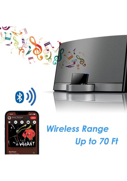 Siyah Bluetooth 5.1 Ses Alıcısı Kablosuz Stereo Müzik Mini Adaptör Jakı Analog Hoparlör Kulaklık 30 Pin iPhone iPad Için Uyumlu (Yurt Dışından) fırsatları