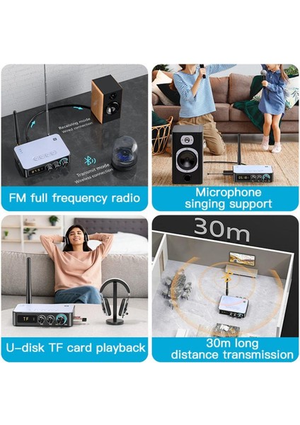 Bluetooth V5.1 M9 Pro'nun En Yeni Sürümü Bluetooth 5.1 Alıcı Verici Fm Radyo K-Sing 4 In1 Adaptör Nfc Fonksiyonu Android ile Uyumlu (Yurt Dışından)