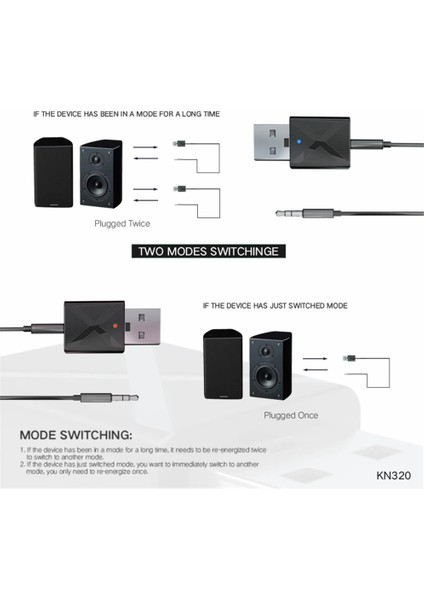 KN320 Grwibeou Bluetooth 5.0 Ses Alıcı Verici Mini Stereo Bluetooth Aux Rca USB 3.5mm Jack Pc Araç Kiti Kablosuz Adaptör (Yurt Dışından)