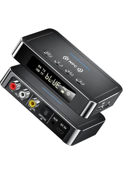 01 Ryra 5.0 Alıcı Verici Fm Stereo Aux 3.5mm Jack Rca Optik Kablosuz Nfc Ses Adaptörü Tv Pc Için (Yurt Dışından)