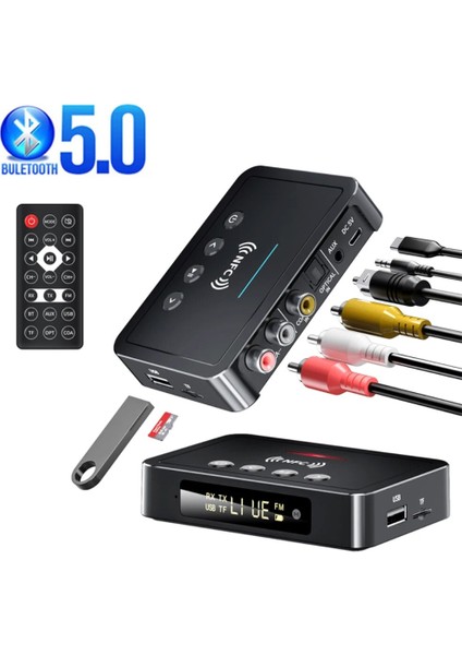 01 Ryra 5.0 Alıcı Verici Fm Stereo Aux 3.5mm Jack Rca Optik Kablosuz Nfc Ses Adaptörü Tv Pc Için (Yurt Dışından) indirimleri