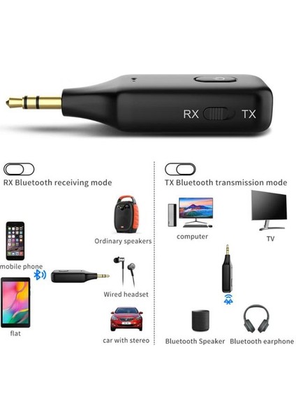 Bluetooth 5.1 2in1 Aux + USB Bluetooth Adaptörü Bluetooth 5.1 5.2 3.5mm Alıcı Araç Ses Müzik Adaptörü Alıcısı Tv Akıllı Telefon Için Eller Serbest (Yurt Dışından)
