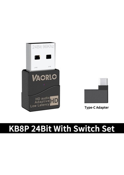KB8P 24BIT Typec Set Orijinal Vaorlo KB8P KB9P 16-24BIT USB Bluetooth 5.2 Kablosuz Av Alıcısı-Vericisi Uyarlanabilir Hd Ll Sbc 40MS Düşük Gecikme Hifi Kablosuz Adaptör (Yurt Dışından)