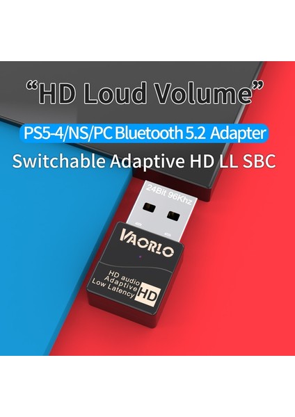 KB8P 24BIT Typec Set Orijinal Vaorlo KB8P KB9P 16-24BIT USB Bluetooth 5.2 Kablosuz Av Alıcısı-Vericisi Uyarlanabilir Hd Ll Sbc 40MS Düşük Gecikme Hifi Kablosuz Adaptör (Yurt Dışından)