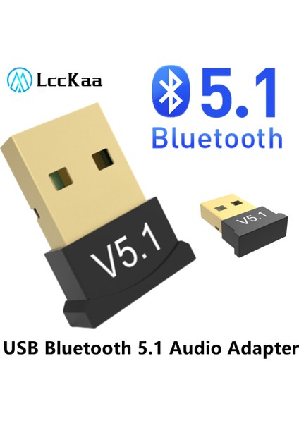 Siyah Lcckaa USB Bluetooth Adaptörü 5.1 Verici Bluetooth Alıcısı Ses Bluetooth Dongle Bilgisayar Laptop Için Kablosuz USB Adaptörü (Yurt Dışından)