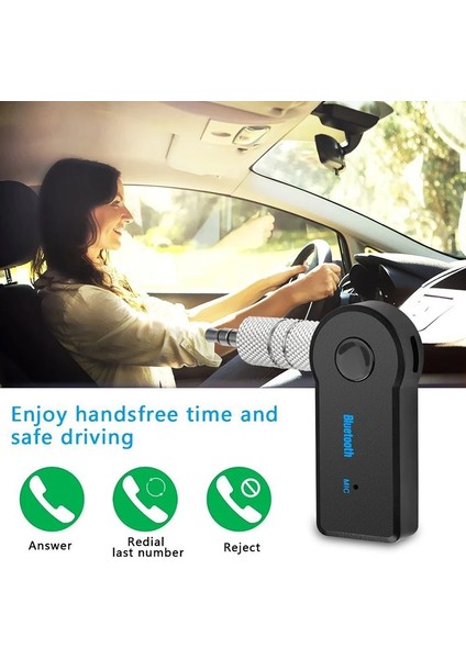 Siyah 2-In-1 Kablosuz Bluetooth 5.0 Alıcı Adaptörü 3.5mm Jack Araba Müzik Ses Aux A2DP Kulaklık Bluetooth Alıcısı Handsfree (Yurt Dışından) modelleri