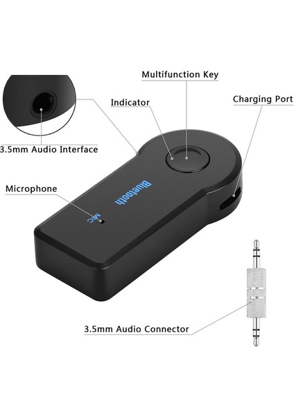 Siyah 2-In-1 Kablosuz Bluetooth 5.0 Alıcı Adaptörü 3.5mm Jack Araba Müzik Ses Aux A2DP Kulaklık Bluetooth Alıcısı Handsfree (Yurt Dışından) indirimleri