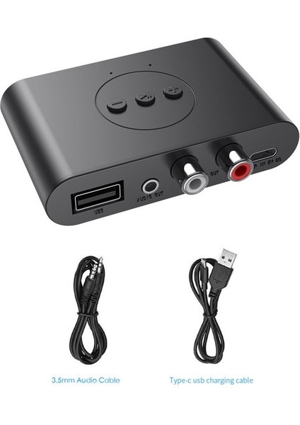 Hıçbır Rca Kablosu Bluetooth 5.0 Ses Alıcısı U Disk Nfc Rca 3.5mm 3.5 Aux Jack Stereo Müzik Kablosuz Adaptör Için Mic ile Araç Kiti Hoparlör (Yurt Dışından)