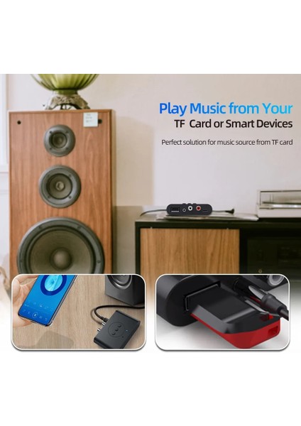 Hıçbır Rca Kablosu Bluetooth 5.0 Ses Alıcısı U Disk Nfc Rca 3.5mm 3.5 Aux Jack Stereo Müzik Kablosuz Adaptör Için Mic ile Araç Kiti Hoparlör (Yurt Dışından) fırsatları