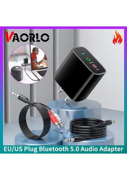 Abd Plug Siyah Vaorlo Ab/abd Plug Bluetooth 5.0 Kablosuz Av Alıcısı-Vericisi Alıcı 2 In 1 3.5 mm Rca Stereo Kayıpsız Müzik Kablosuz Adaptör Tv Pc Amp (Yurt Dışından)