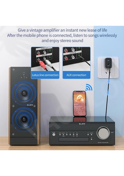 Abd Plug Siyah Vaorlo Ab/abd Plug Bluetooth 5.0 Kablosuz Av Alıcısı-Vericisi Alıcı 2 In 1 3.5 mm Rca Stereo Kayıpsız Müzik Kablosuz Adaptör Tv Pc Amp (Yurt Dışından)
