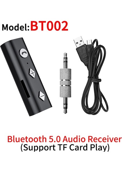 BT002TF Yaka Bluetooth 5.0 Alıcı 3.5mm Aux Tf Kart Jakı Kablosuz Ses Adaptörü Pc Için Mic ile Dizüstü Bilgisayar Hoparlörü Kulaklık Çok Noktalı (Yurt Dışından)