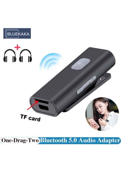 BT002TF Yaka Bluetooth 5.0 Alıcı 3.5mm Aux Tf Kart Jakı Kablosuz Ses Adaptörü Pc Için Mic ile Dizüstü Bilgisayar Hoparlörü Kulaklık Çok Noktalı (Yurt Dışından)