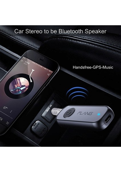 Siyah Bluetooth 5.0 Alıcı 3.5mm Kablosuz Aux Ses Bluetooth Adaptörü Stereo Ontvanger A2DP Kulaklık Araba Hoparlör Handsfree Müzik (Yurt Dışından)