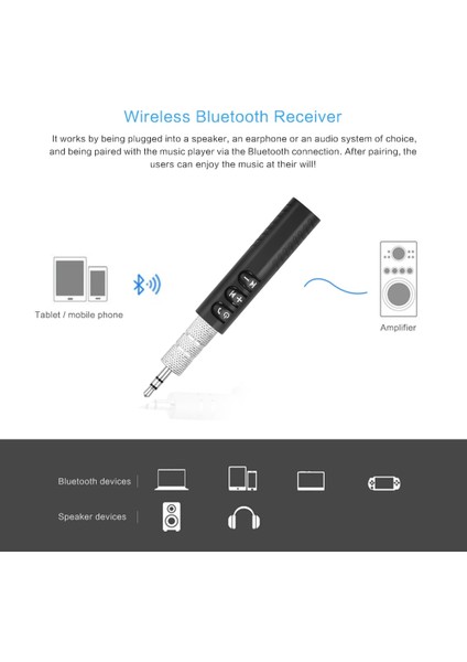 Mavi Mini Kablosuz Bluetooth Alıcısı 3.5mm Jack Bluetooth Ses Müzik Adaptörü Kulaklık Hoparlör Için Mic ile (Yurt Dışından)