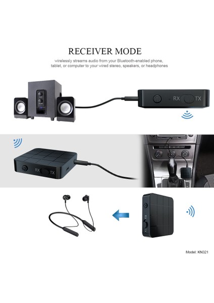 Siyah Bluetooth 5.0 Ses Alıcısı Ses Alıcısı Son Derece Aux Rca 3.5mm Aux (Yurt Dışından)