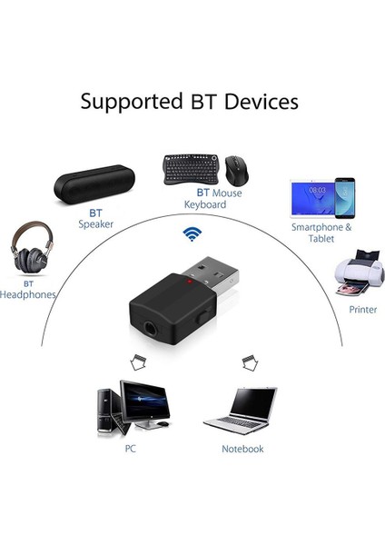 Siyah BT600 Bluetooth Uyumlu Ses Adaptörü Verici Alıcı Bilgisayar Tv Multimedya Için 2'si 1 Arada (Yurt Dışından)