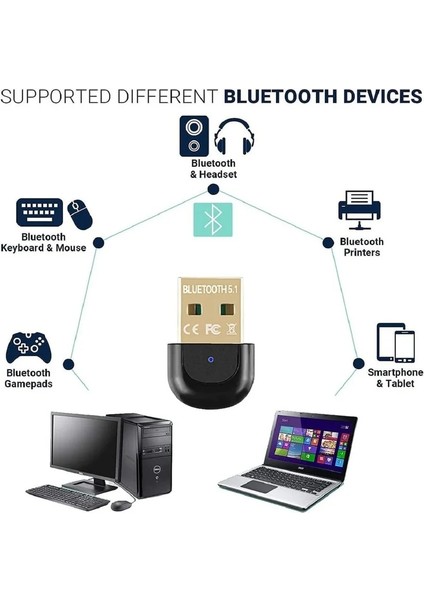 Bluetooth 5.0A Cmaos Dongle USB Bluetooth 5.1 Adaptörü Mavi-Diş USB Verici Hoparlörler Pc Için Klavye Fare Yazıcı Alıcısı Win 7/8/10/11 (Yurt Dışından)