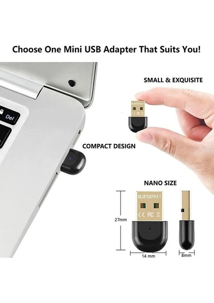 Bluetooth 5.0A Cmaos Dongle USB Bluetooth 5.1 Adaptörü Mavi-Diş USB Verici Hoparlörler Pc Için Klavye Fare Yazıcı Alıcısı Win 7/8/10/11 (Yurt Dışından)