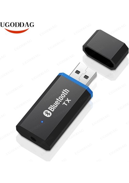 Siyah Bluetooth 5.0 + Edr Kablosuz Av Alıcısı-Vericisi Tv Pc Için Sürücüsüz USB Ses Kilidi Verici 3.5mm Jack Aux Stereo Kablosuz Adaptör (Yurt Dışından)