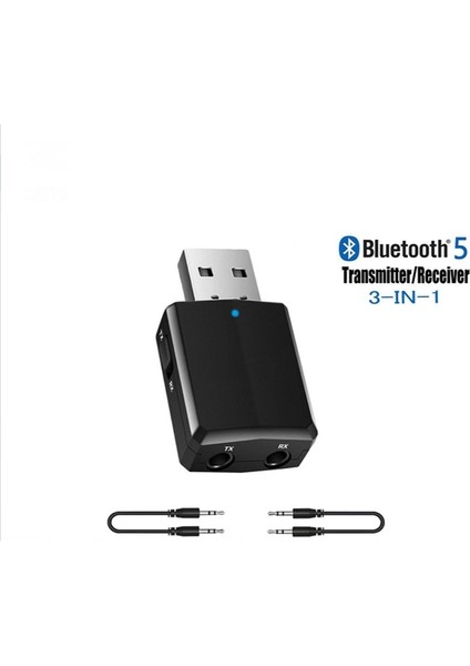 Siyah Bluetooth Alıcı Adaptörü 5.0 USB Araç Fm Bilgisayar Televizyon Alıcısı Mp3 Çalar Kablosuz Bluetooth Ses Alıcı Verici (Yurt Dışından)