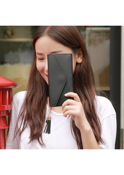 Moda Bayan Kalp Şeklinde Kolye Cüzdan Basit Çantalar Siyah Gri Kırmızı Uzun Bölüm Debriyaj Cüzdan Yumuşak Pu Deri Para Çantası (Yurt Dışından) fırsatları