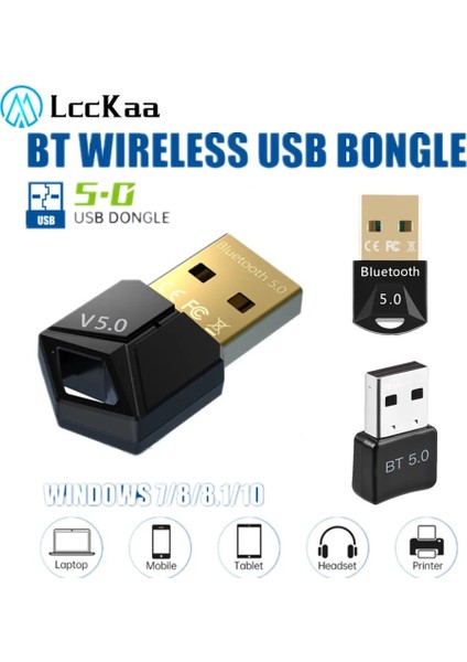 Bluetooth 5.0 Lcckaa USB Bluetooth Adaptörü Bluetooth 5.0 Adaptörü Alıcı Ses Bluetooth Dongle Bilgisayar Pc Laptop Için Kablosuz USB Adaptörü (Yurt Dışından)