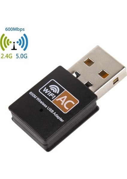 Siyah USB Wifi Adaptörü 600 Mbps Adaptör 2.4g 5 Ghz USB Pc Wi-Fi Adaptörü Ieee 802.11A/B/G/N, 802.11AC Lan Wifi Dongle Ac Wifi Alıcısı (Yurt Dışından)