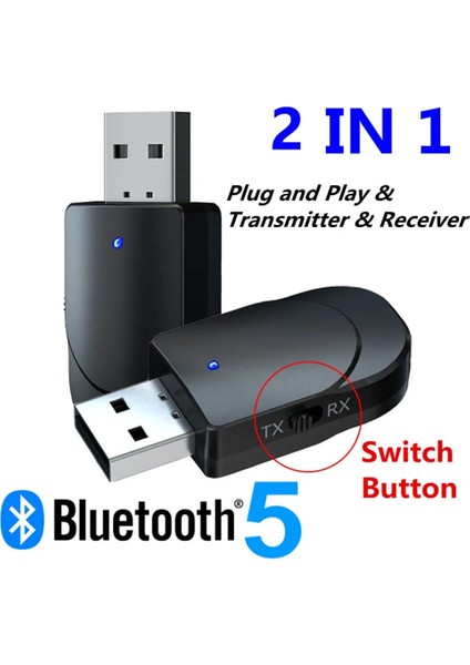 B Siyah KN330 5.0 USB Adaptörü Iki Bir Arada Araba Çift Çıkışlı Kablosuz Av Alıcısı-Vericisi Alıcısı Işık Tx/rx Düğmesi Dönüştürücü (Yurt Dışından) modelleri