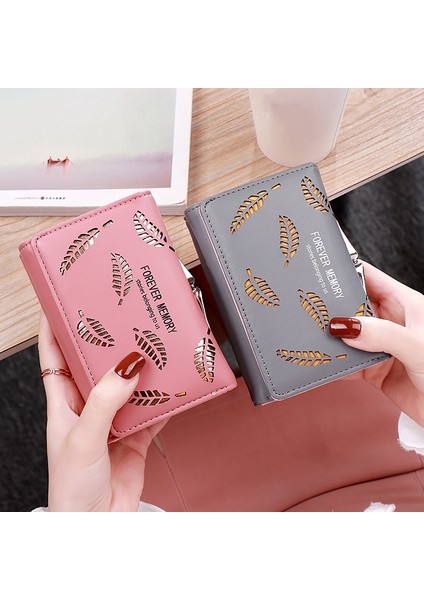 Pu Deri Kadın Içi Boş Yaprak Küçük Para Cüzdan Çok Fonksiyonlu Kısa Çantalar Kredi Kartı Sahipleri Moda Debriyaj Para Çantası (Yurt Dışından)