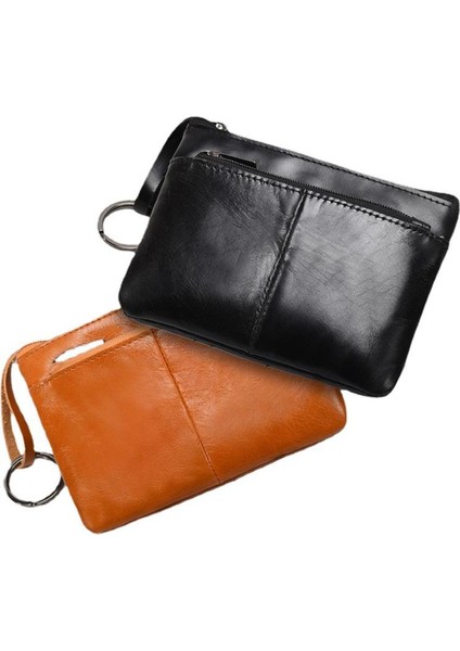Mini Çanta Erkekler Için Cüzdan Kadın Hakiki Deri Fermuar Vintage Kısa Bayan Küçük Ince Kadın Kadın Cüzdan Erkek Ince Portomonee (Yurt Dışından)
