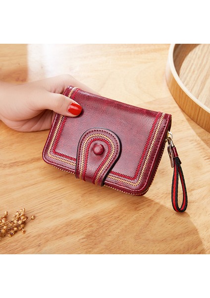 Yeni Kadın Cüzdan Cartera Mujer Yağ Balmumu Deri Çile Cüzdan Kadın Çantalar Portfel Damski Bayan Çanta El Çantası Cüzdan Carteira (Yurt Dışından) modelleri