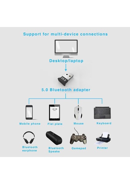 1 Adet 5/3/2/1 Adet Bluetooth V5.0 USB Dongle Adaptörü Bilgisayar Masaüstü Için Wın 10 Bilgisayar Pc Dizüstü Kulaklık Kulaklık Hıfı Ses Adaptörü (Yurt Dışından)