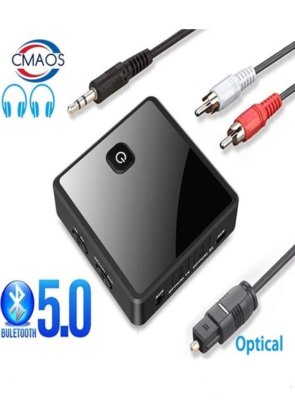 ZF-380 Bluetooth 5.0 Verici Alıcı Düşük Gecikme 3.5mm Aux Jack Optik Stereo Müzik Kablosuz Ses Adaptörü Pc Tv Için Araba Hoparlörü (Yurt Dışından)