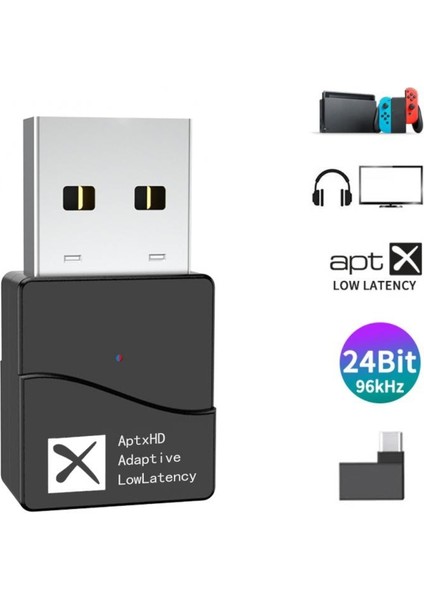 Siyah 24BIT Csr Bluetooth 5.2 Kablosuz Av Alıcısı-Vericisi Aptx Ll Hd Çok Noktalı Kablosuz Adaptör Tv Kutusu Pc Ios Mac Android Lınux Için Sürücü Yok (Yurt Dışından)